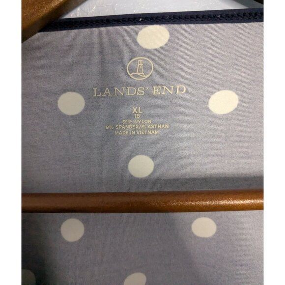 Lands End Navy Polka Dot Long Sleeve Top XL - Picture 4 of 10
